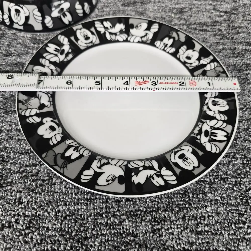 Disney Mickey Mouse & Goofy Grid Dinnerware Set 3 Piece Black & White